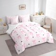 thumbnail image 2 of Erosebridal Pink Princess Bow Twin Bedding Sets for Girls, Cartoon Star Print Bedding Comforter Set for Women, Reversible, 7 Pieces, 2 of 6