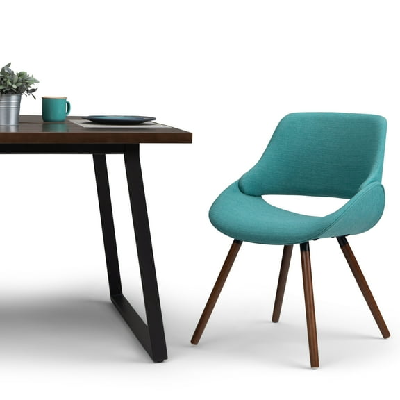 Simpli Home WYNDENHALL Malone Mid Century Modern Bentwood Dining Chair Turquoise Blue 21.7" D x 20.5" W x 31.5" H Wood Finish Polyester