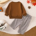 thumbnail image 6 of UAYOTSE Toddler Baby Boy Thanksgiving Outfit Turkey Embroidery Long Sleeve Sweatshirt And Plaid Pants Set 2Pc Fall Clothes(6-12 Months,I36-Coffee), 6 of 8