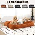 thumbnail image 2 of 2-in-1 Convertible Sofa Bed,Lazy Sofa Extra Large Floor Couch with 5 Adjustable Position,Chenille Loveseat Sofa,Double Human Dog Bed for Living Room & Bedroom,Orange, 2 of 4
