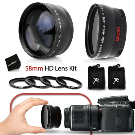 Superb 58mm Wide Angle Lens with Macro + 2 x Telephoto Lens Kit for CANON EOS REBEL T6i T6 T5 T5i T4i T3 T3i T2i T1i XTi XT EOS M EOS M2 EOS 70D 60 60Da 7D 7D Mark II  Digital SLR (Best Wide Angle For Canon 70d)