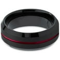 thumbnail image 2 of P. Manoukian Tungsten Wedding Band Ring 8mm for Men Women Red Black Beveled Edge Brushed Polished Center Line Lifetime Guarantee Size 8, 2 of 4