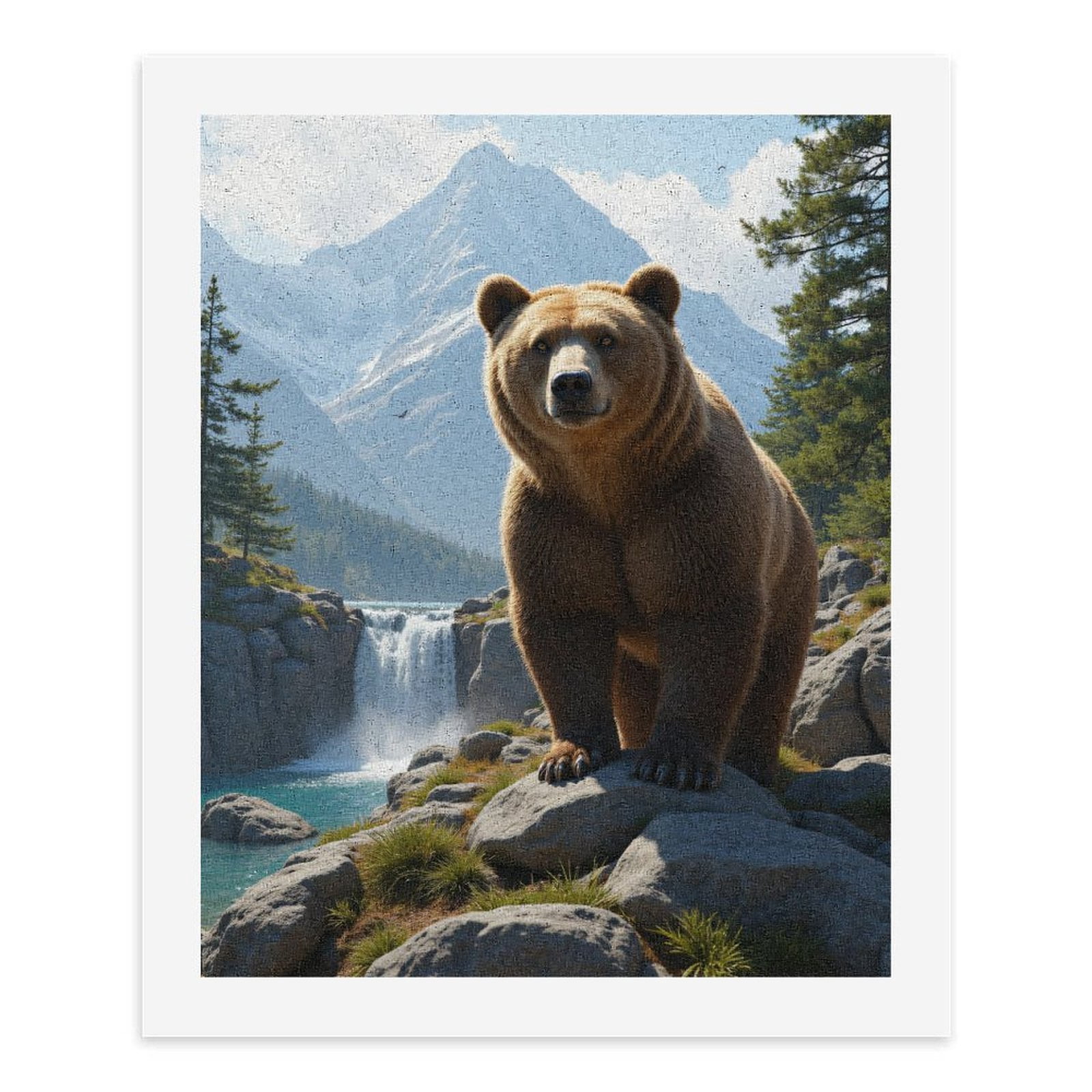 Paint By Numbers Kit for Adults Beginner - DIY Bear In Mountain Paradise Canvas Painting Kits for Adults, Frameless Paint By Number for Adults for Home Wall Decor 16x20 Inch