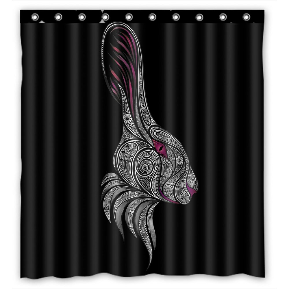ABPHQTO White Rabbit Waterproof Polyester Shower Curtain and Hooks For
