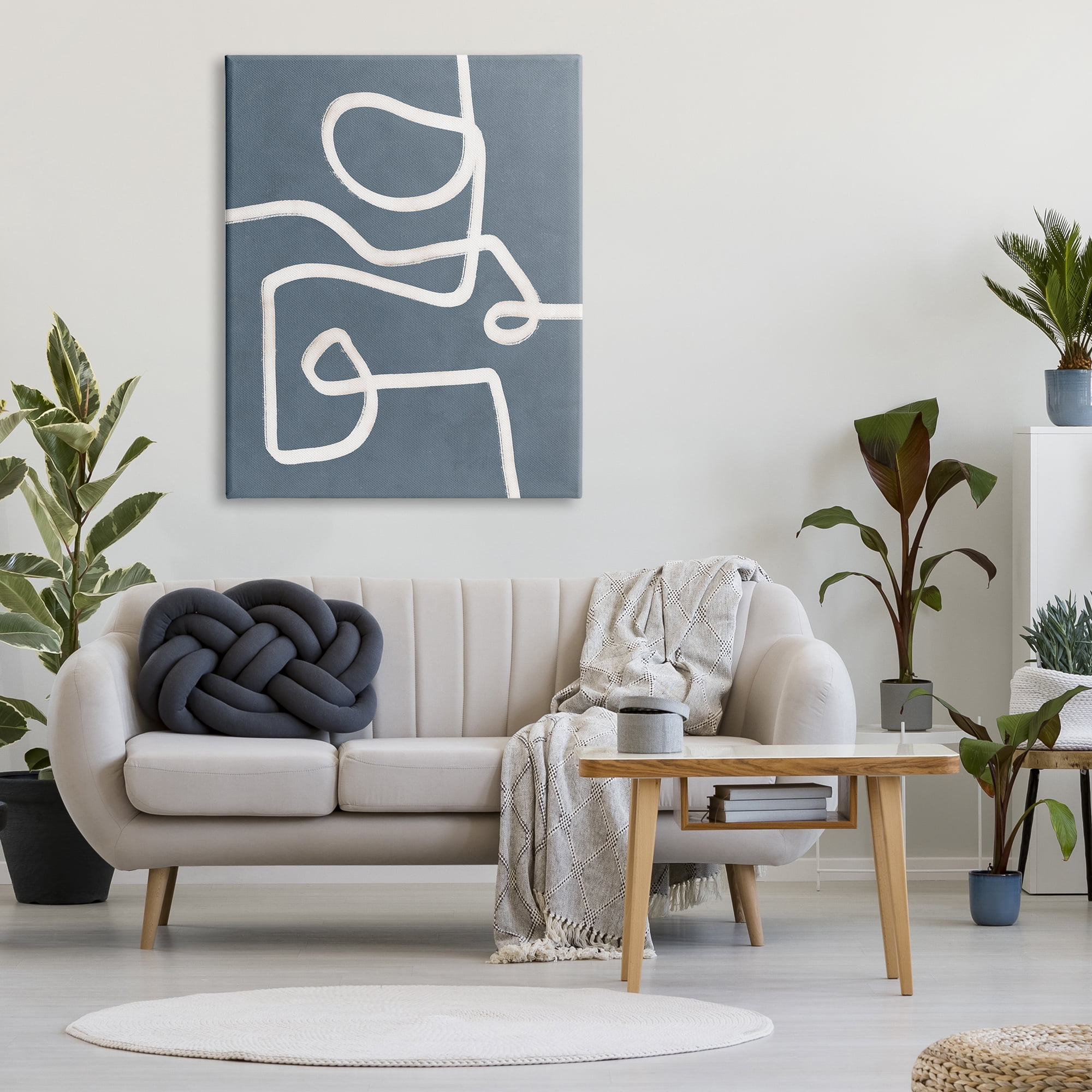 Stupell Industries Abstract Squiggle Shape Contemporary Paint Stroke Design Graphic Art Gallery Wrapped Canvas Print Wall Art, Design by Nina Blue
