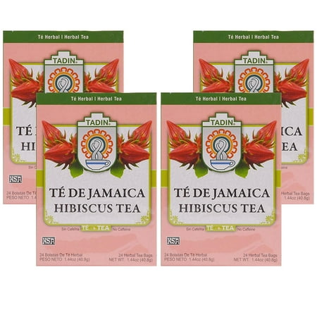 - (4 Boxes) Tadin Herb & Tea Co. Hibiscus Herbal Tea, Caffeine Free, 24 Tea Bags