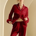 thumbnail image 5 of Gfyviroh 2 Piece Satin Pajama Sets for Women Cute Long Sleeve Soft Pajamas Button Down Shirts and Pants Sleepwear Sets, 5 of 6