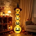thumbnail image 7 of Light Up Stacked Pumpkin Tower Halloween Decoration – 41" Collapsible LED Pumpkin with Witch Hat, Battery Operated Glowing Porch Yard Indoor Fall Decor, 7 of 7