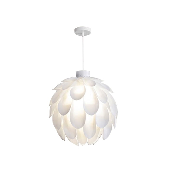 lampara colgante de plumas estilo nordica ilios innova flor blanca de pvc