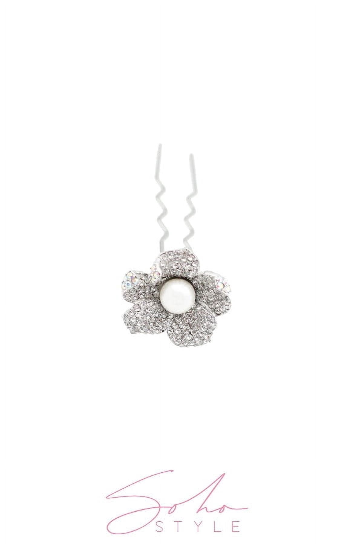 Crystal Flower Hair Pin Stick