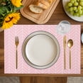 thumbnail image 4 of Pink Geometric Placemats Set of 4, Modern Minimalism Solid Color Striped Placemats for Dining Table, Place Mats for Kitchen Tabletop, Waterproof Wipeable Dining Table Mats Set, 4 of 9