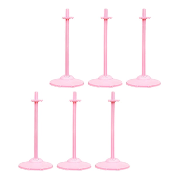 Soporte de exhibición para muñecas de 6 piezas con clip para la cintura, ligero, apto para muñecas de 26 a 30 cm, accesorio versátil y resistente para Rosa claro