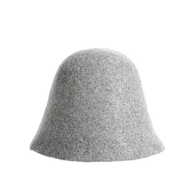 Gorro de lana cálido para mujer, gorro de pescador de invierno de color liso, ceniza de mica