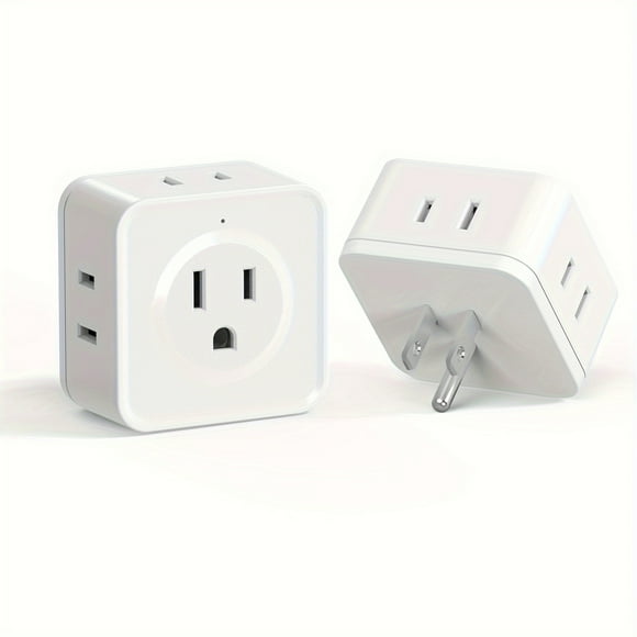 MesaSe [Fast Arrival] 2 Pack 5-Way Multi Plug Outlet Extender  JcBlaon 3 Prong Flat Wall Plug Expander with Compact Design for Cruise Ship  Travel  Home  Office  Dorm Essentials