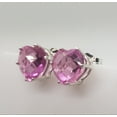 thumbnail image 5 of Heart Pink Sapphire Sterling Silver Earrings, 5 of 5