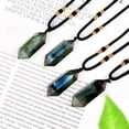thumbnail image 3 of K-KED Natural Colorful Labradorite Quartz Reiki Pendant Crystal Obelisk Wand Necklace, 3 of 9