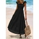 thumbnail image 4 of Vestido largo PRETTYGARDEN para mujer, cuello cuadrado, de verano, negro, XXL, 4 of 9