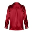 thumbnail image 5 of Women's Satin Button Down Shirt Blouse Top Long Sleeve Crewneck Loose Fit Solid Color Soft Silky Business Casual Work Office Vacation Outfits Fashion Essential Gift for Women, 5 of 8