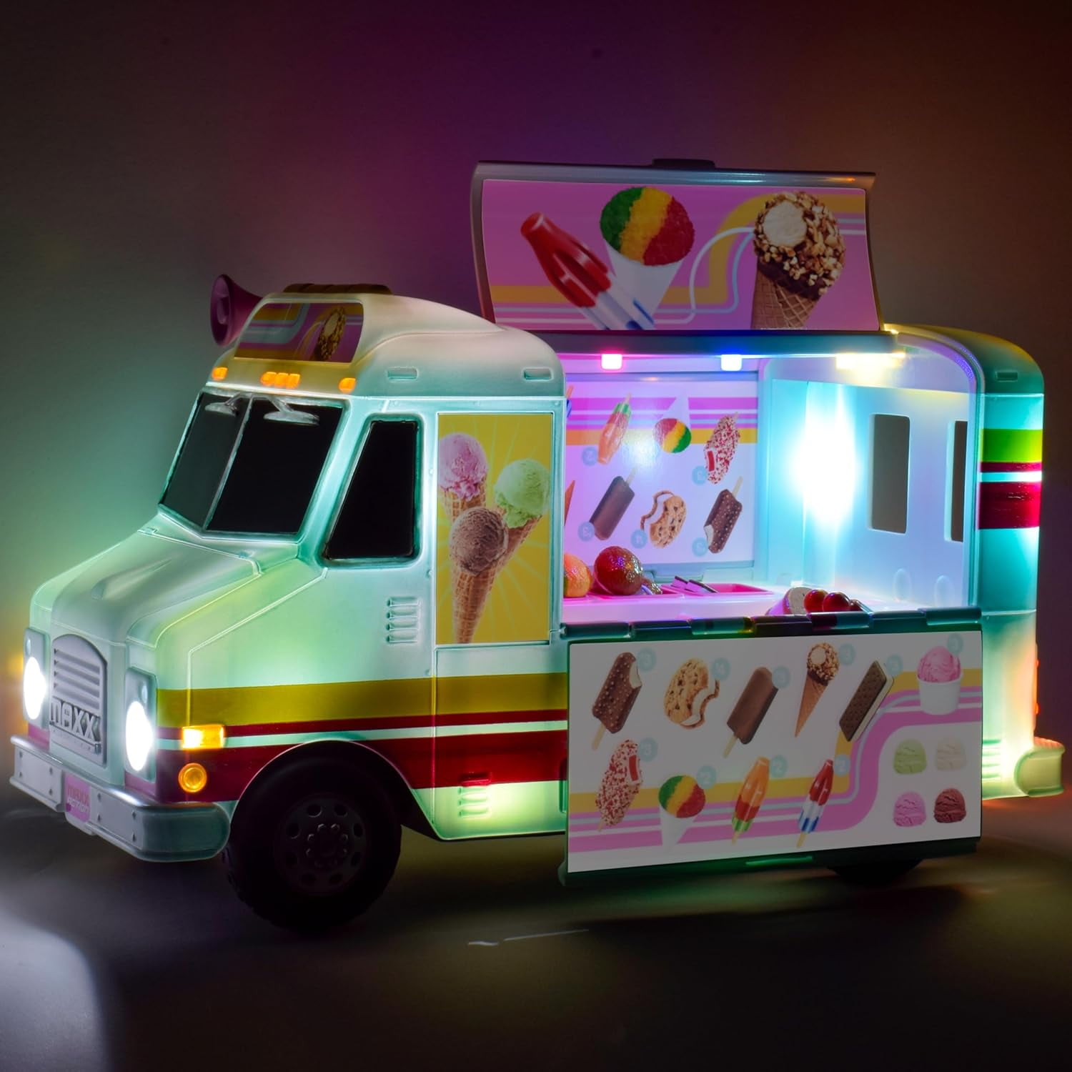 Maxx Action, 12" Motorized Lights and Sounds Large Ice Cream Truck, 1 pack, Play Toys for Children 3+