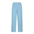 thumbnail image 5 of Women's Solid Color Wide Leg Pants with Elastic Waistband, Casual Long Pants with Belt Loops And Pockets., 5 of 10