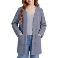 thumbnail image 2 of Tiijoy Girls Long Cardigan Coat Fuzzy Open Front Sweater Fall Winter Outerwear, Grey, Sizes 5-14, 2 of 5