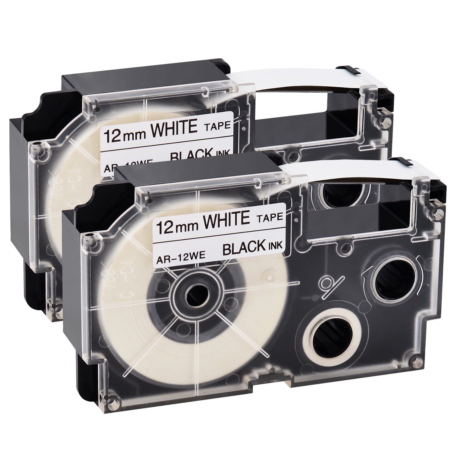 2PK XR-18WE Black on White Label Tape for Casio KL-100 7000 8200 8800 3/4" 18mm 