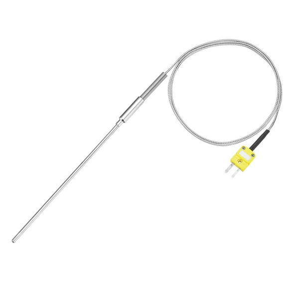 K Type Thermocouple with Plug, Meter Temperature Sensor Probe -40 to 1100°C(-40 to 2012°F) Stainless Steel, 5x100mm 3.3ft Wire