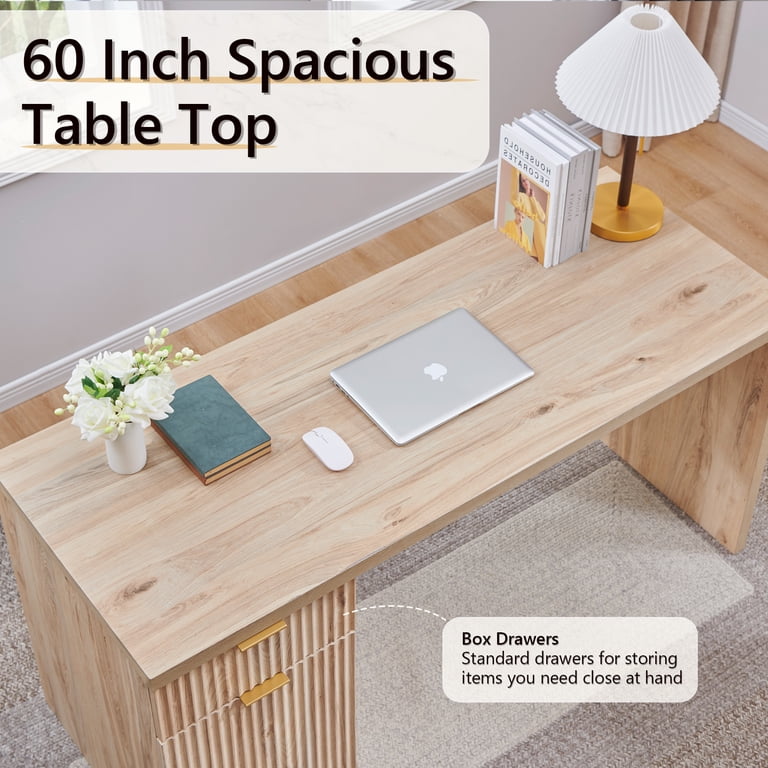 IFMUST 60-Inch Modern Office Desk with Charging Station photo 5