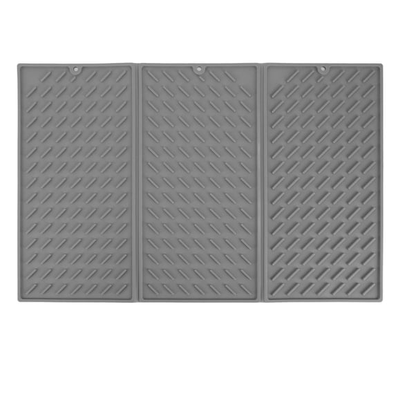 BOKYAN 3‑Fold Silicone Drying Mat – Fast‑Dry, Waterproof, Reusable Kitchen & Bathroom Counter Pad, Grey