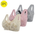 thumbnail image 1 of Latrodar Bras for Women Front Closure Womens Bralettes 3PCS Supportive Bralette Wireless Underarm Smoothing Classic Full Coverage Bras with Wide Straps Solid Embroidered Underwear for Older Women Swim, 1 of 3