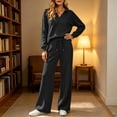 thumbnail image 6 of QSXADF 2 Piece Set for Women Fall Lapel Collar Long Sleeve Top Elastic Waist Pants With Pockets Outfits, 6 of 6