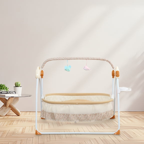 Portable Baby Cradle Swing with Music & Bluetooth – Adjustable 5-Speed, Foldable, Safe & Comfortable for Infants – Ideal for 0-18 Months – Remote Control, Energy-Saving, and Compact