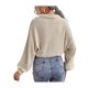 thumbnail image 5 of VISgogo - Polo de otoño para mujer, color sólido, solapa, cremallera, manga larga, jersey, tops para niñas, albaricoque VISgogo  moda, 5 of 7