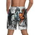 thumbnail image 3 of Sigee Four Running Horses Print Mens Swim Trunks with Compression Liner Quick Dry Swim Stretch Beach Shorts with Pockets,S-3XL, 3 of 7