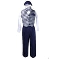 thumbnail image 4 of Baby Boys Toddler Wedding Formal Checks Gingham Vest Set Suits Navy Blue Sz S-4T, 4 of 5