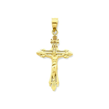 - 14K Yellow Gold Crucifix Charm Pendant - 32mm