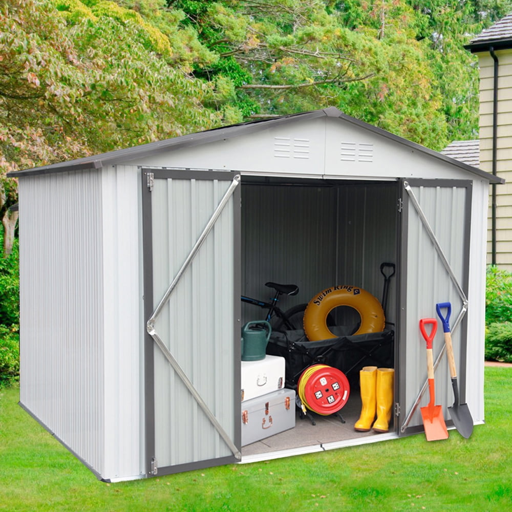 Sesslife 8 X 6 Ft Large Storage Sheds Outdoor Steel Shed With Lockable sesslife-8-x-6-ft-large-storage-sheds-outdoor-steel-shed-with-lockable