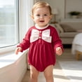 thumbnail image 6 of Lumosvexa Baby Brief Bodysuit Cute Bowknot Long Sleeve Crew Neck Fall Winter Casual Onesie Red 6M, 6 of 10
