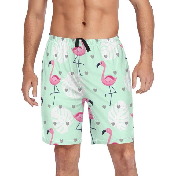 GZHJMY Flamingo Pajama Pants Short for Men, Lounge Pants Lightweight Men Pajama Bottoms with Drawstring Pockets, Christmas New Year Birthday Gifts, X-Large