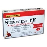 Major Sudogest PE Non-Drowsy Phenylephrine HCI Nasal Decongestant Tablets, Red, 10 mg, 36 Count