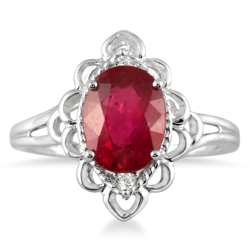 Szul Jewelry - 2.50 Carat Oval Ruby and Diamond Engraved Ring in 10K ...