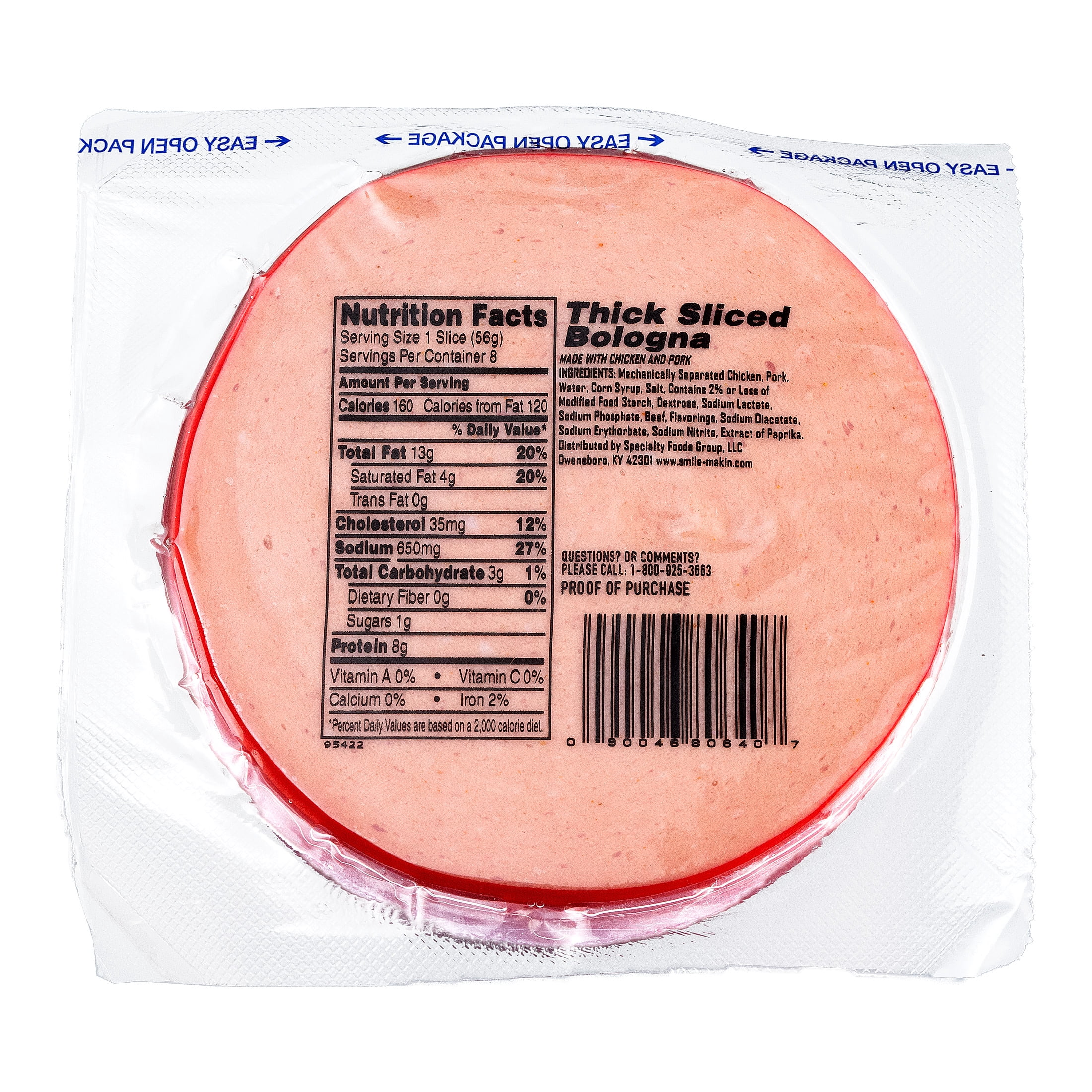 Fischer's Original Thick Sliced Bologna Lunch Meat 16 oz Gluten-Free Packaged in Plastic
