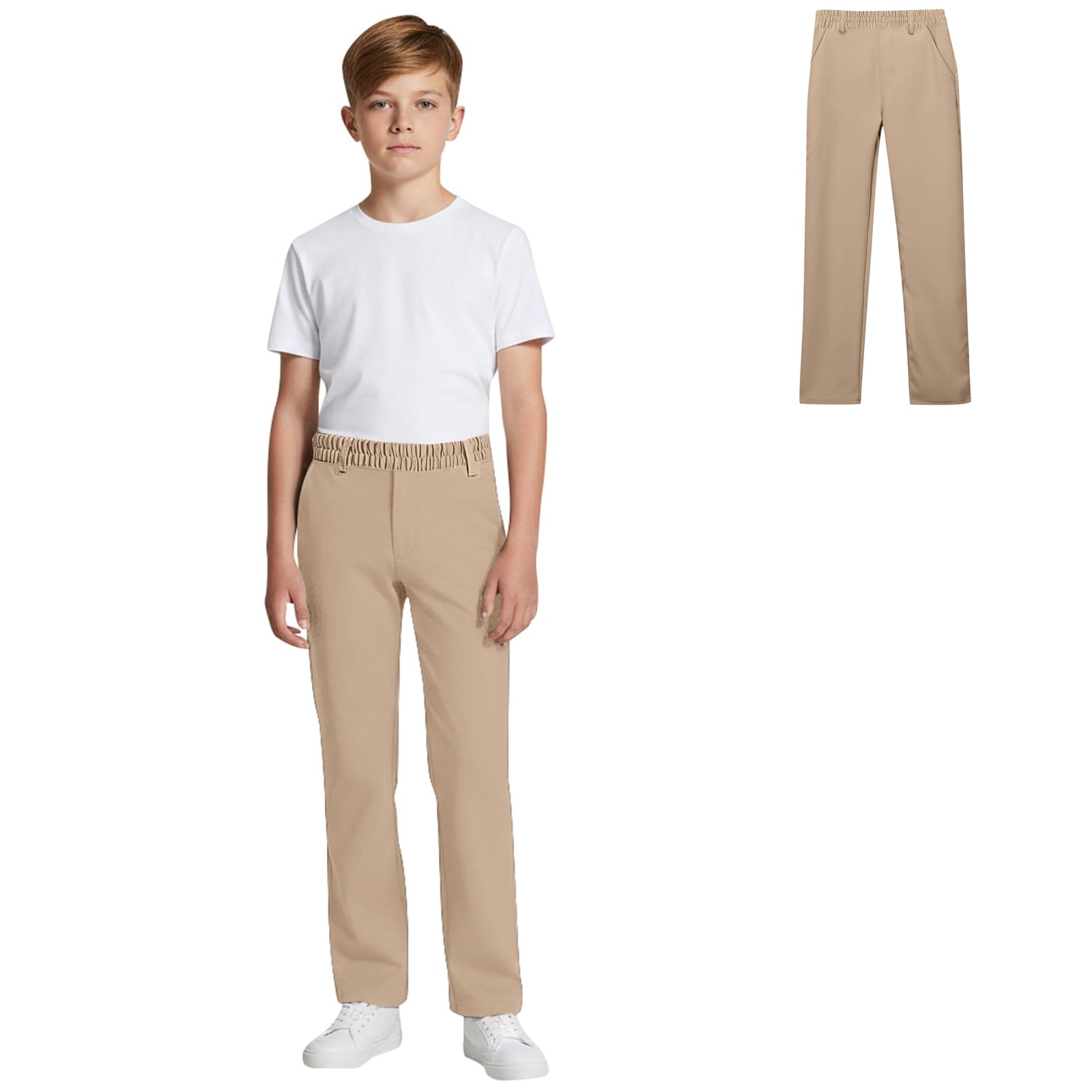 childrens brown dress pants Girls school trousers with heart pendant detail
