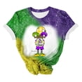 thumbnail image 3 of DeHolifer T-shirts for Women Plus Size Short Sleeve Mardi Gras Printed Round Neck Tee T-shirts Loose Casual Fashion Blouse Tops Multicolor 2XL, 3 of 4