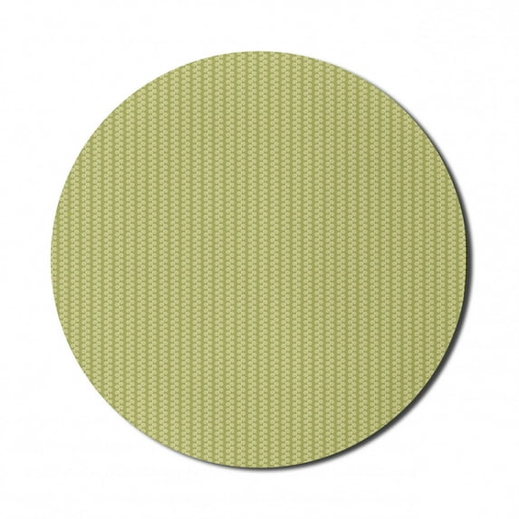 Abstract Mouse Pad for Computers, Vertically Continuing Swirling Strips in Monochrome Style Garden Art, Round Non-Slip Thick Rubber Modern Mousepad, 8" Round, Khaki and Pale Yellow, by Ambesonne