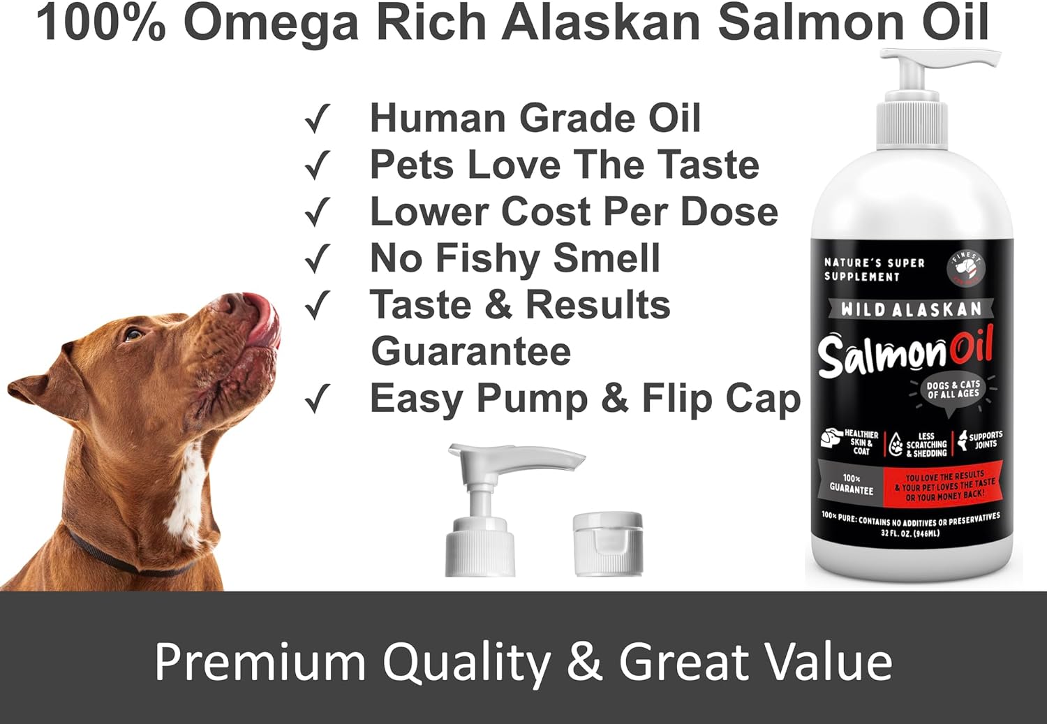 Finest for Pets Salmon Flavor Omega-3 Supplement Oils for Dogs & Cats, 32oz Bottle