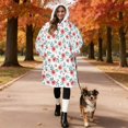 thumbnail image 2 of Wearable Lamb Fleece Blanket Hoodie,Pioneer Flower Floral Print Pattern Oversized Sherpa Blanket Hoodie with Super Pockets,Super Warm Fuzzy Pullover for Women & Men, 2 of 6