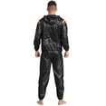 thumbnail image 2 of MSemis Men's Sauna Suits Two Piece Hooded Long Sleeve Sweat Top and Pants Workout Tracksuit Type A Black XL, 2 of 7