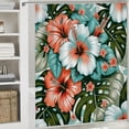 thumbnail image 6 of GOSMITH Tropical Summer Hawaiian Flower Palm Leaves Printed Four-Season Durable and Washable Shower Curtain White, 6 of 7