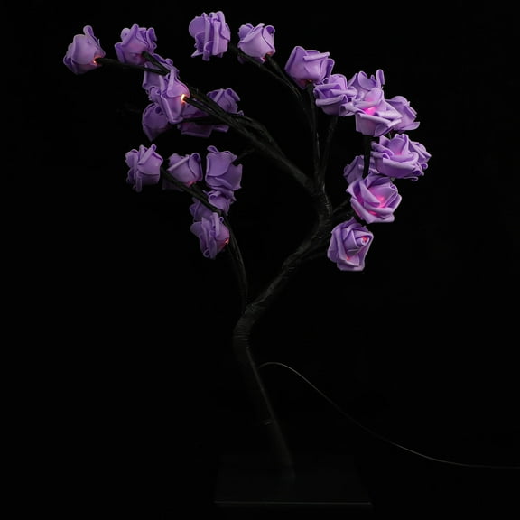 FRCOLOR Purple Table Lamp Rose Flower Tree USB Powered Decorative Effect 1Pack